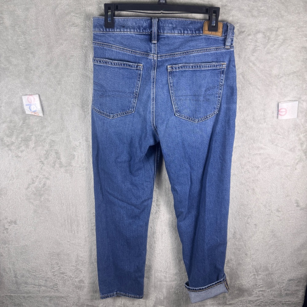 American Eagle Super High-Rise Ankle Straight Blue Seam Front 6 Reg Selvedge - Picture 9 of 13